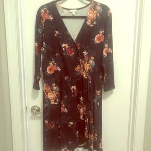 Pretty teal floral wrap dress